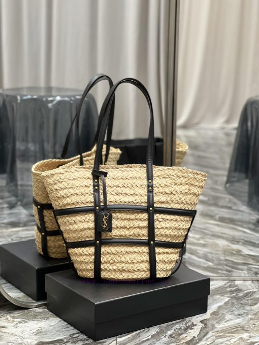 Yves Saint Laurent Bags PANIER Medium Lafite Grass and Smooth Leather HandbagPANIER Medium Handbag _ Adorned with eq g3yxc9z3