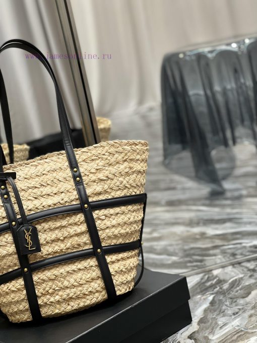 Yves Saint Laurent Bags PANIER Medium Lafite Grass and Smooth Leather HandbagPANIER Medium Handbag _ Adorned with eq g3yxc9z3 - Image 4