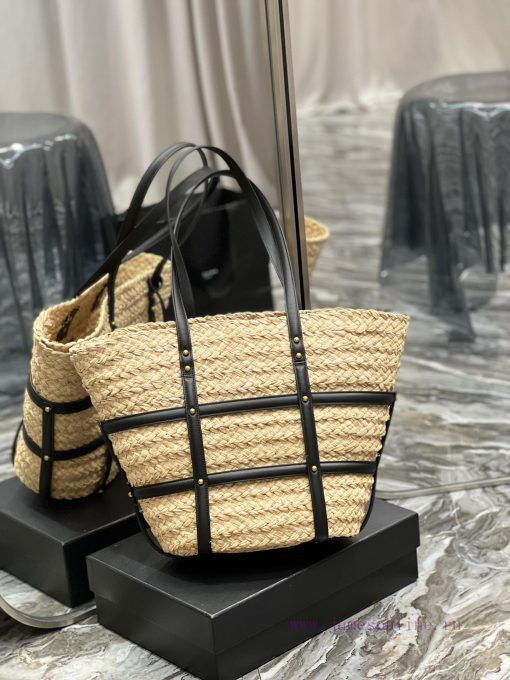 Yves Saint Laurent Bags PANIER Medium Lafite Grass and Smooth Leather HandbagPANIER Medium Handbag _ Adorned with eq g3yxc9z3 - Image 8