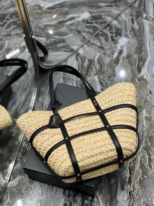 Yves Saint Laurent Bags PANIER Medium Lafite Grass and Smooth Leather HandbagPANIER Medium Handbag _ Adorned with eq g3yxc9z3 - Image 9