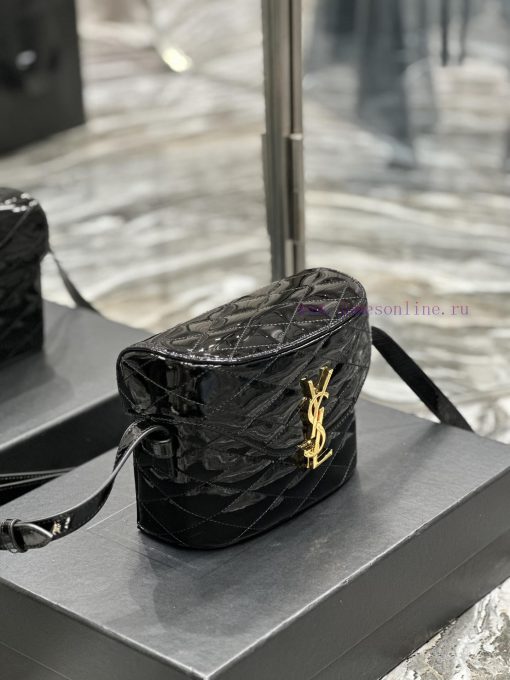 Yves Saint Laurent Bags JUNE Quilted Lacquer Leather with Sheepskin Box Bag_Adopting a front flip cover and a shaped 7wo3zv6f - Image 5