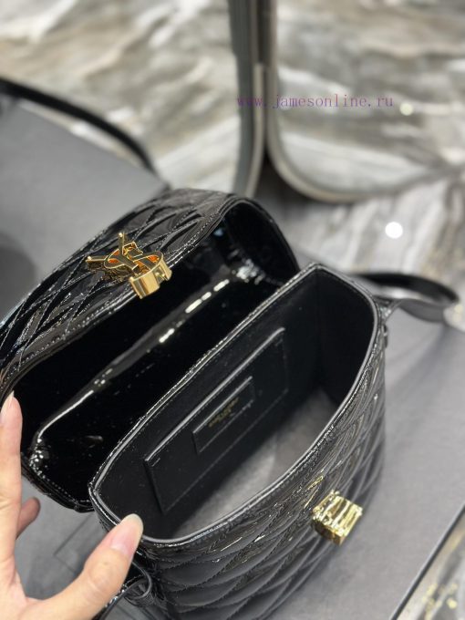 Yves Saint Laurent Bags JUNE Quilted Lacquer Leather with Sheepskin Box Bag_Adopting a front flip cover and a shaped 7wo3zv6f - Image 6