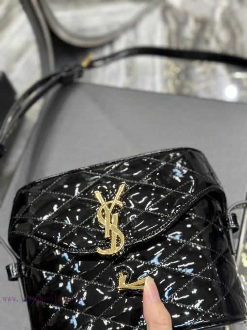 Yves Saint Laurent Bags JUNE Quilted Lacquer Leather with Sheepskin Box Bag_Adopting a front flip cover and a shaped 7wo3zv6f - Image 9