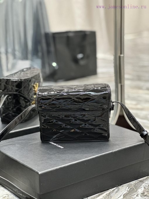Yves Saint Laurent Bags JUNE Quilted Lacquer Leather with Sheepskin Box Bag_Adopting a front flip cover and a shaped 7wo3zv6f - Image 10
