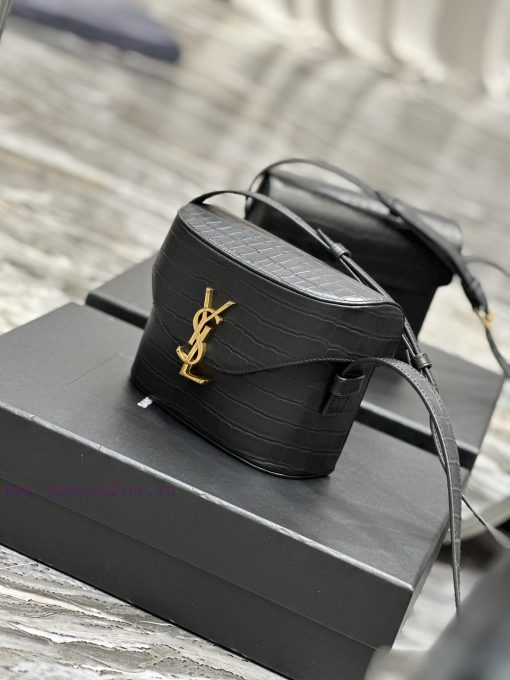 Yves Saint Laurent Bags JUNE Box Bag - Black Crocodile Pattern with Gold BuckleAdopting a front flip cover and a sha lofithgk - Image 4