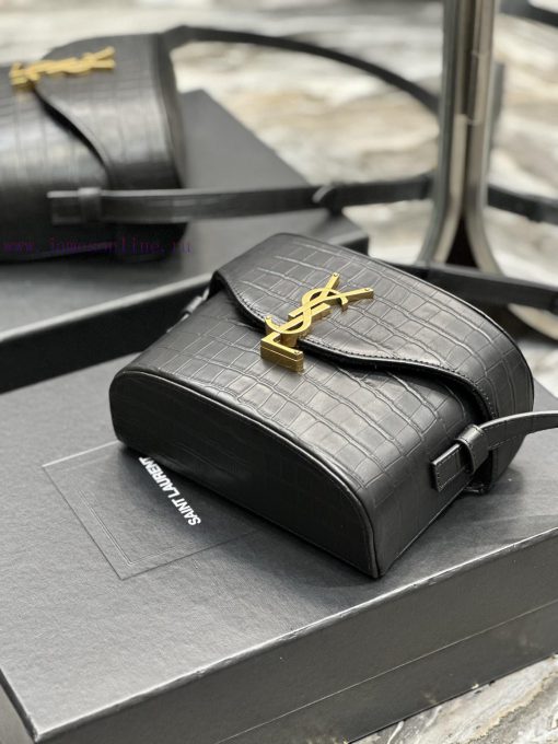 Yves Saint Laurent Bags JUNE Box Bag - Black Crocodile Pattern with Gold BuckleAdopting a front flip cover and a sha lofithgk - Image 9