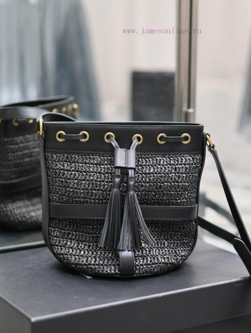 Yves Saint Laurent Bags Lafite straw weaving craft bucket bagFull of artistic atmosphere~Lafite grass weaving is ver 77w8sg1p - Image 2