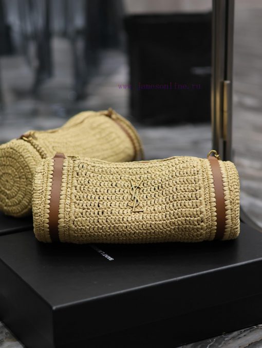 Yves Saint Laurent Bags SADE_ Lafite straw weaving craft cylindrical bagFull of artistic atmosphere~Lafite grass wea k359q780