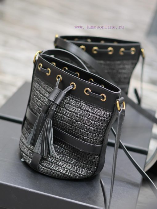 Yves Saint Laurent Bags Lafite straw weaving craft bucket bagFull of artistic atmosphere~Lafite grass weaving is ver 77w8sg1p - Image 5