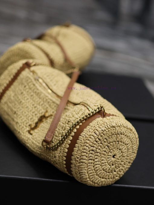 Yves Saint Laurent Bags SADE_ Lafite straw weaving craft cylindrical bagFull of artistic atmosphere~Lafite grass wea k359q780 - Image 6