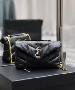 Yves Saint Laurent Bags Black tricolor buckle double chainLoulou Puffer mini_ Mini Double Chain Bag Comes Full Pack 8zm2v53x