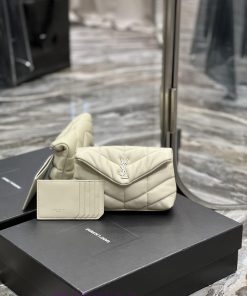 Yves Saint Laurent Bags White silver buckleLoulou Puffer_Sized Handbag Comes in Full Package Made of Soft Italian Sh 6vp0873n