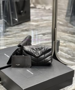 Yves Saint Laurent Bags Black with black buckleLoulou Puffer_Sized Handbag Comes in Full Package Made of Soft Italia waj0cmn9