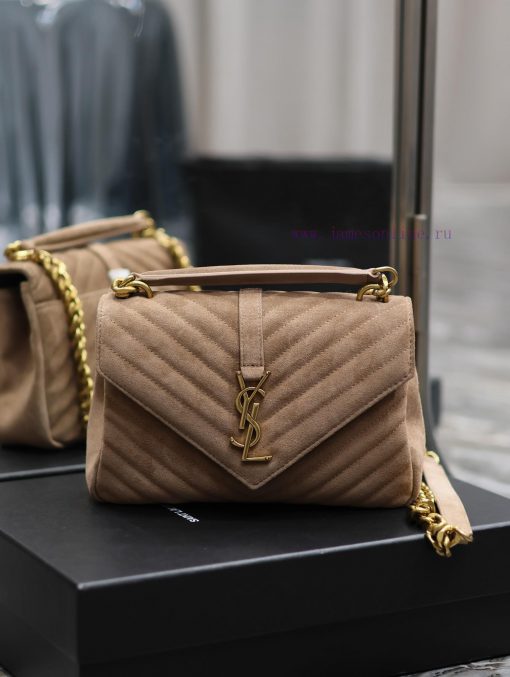 Yves Saint Laurent Bags Monogram college Deep apricot frosted leather_Wannian postman bag, hot and explosive 24cm, sri4g03q - Image 2