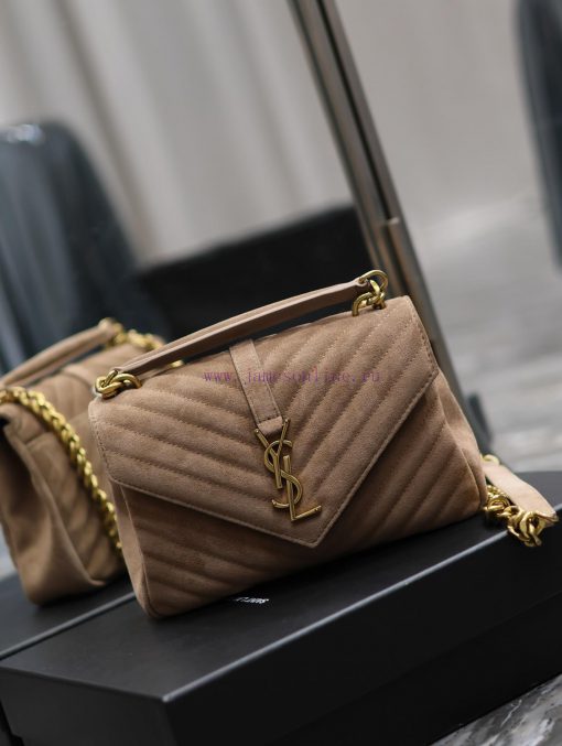 Yves Saint Laurent Bags Monogram college Deep apricot frosted leather_Wannian postman bag, hot and explosive 24cm, sri4g03q - Image 3