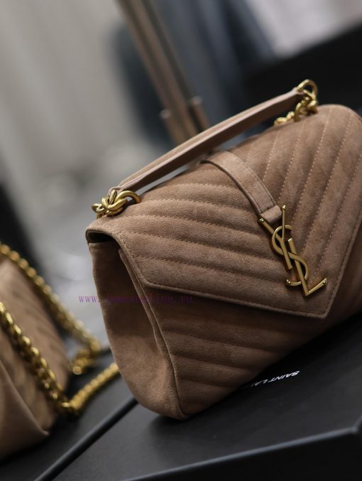 Yves Saint Laurent Bags Monogram college Deep apricot frosted leather_Wannian postman bag, hot and explosive 24cm, sri4g03q - Image 4
