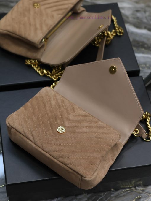 Yves Saint Laurent Bags Monogram college Deep apricot frosted leather_Wannian postman bag, hot and explosive 24cm, sri4g03q - Image 9