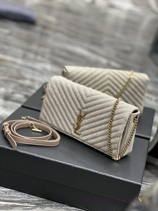 Yves Saint Laurent Bags NEW Apricot colored cotton and linen paired with cowhide_◽ 𝑲𝒂𝒕𝒆 ⁹⁹  ◽When it comes to the ho nr4w3hi9 - Image 4