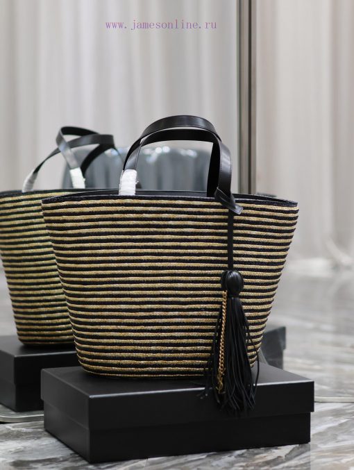 Yves Saint Laurent Bags Black apricot stripeLafite Grass Vine Weaving Craft Bucket BagFull of artistic atmosphere~La 47wkzfyf - Image 2