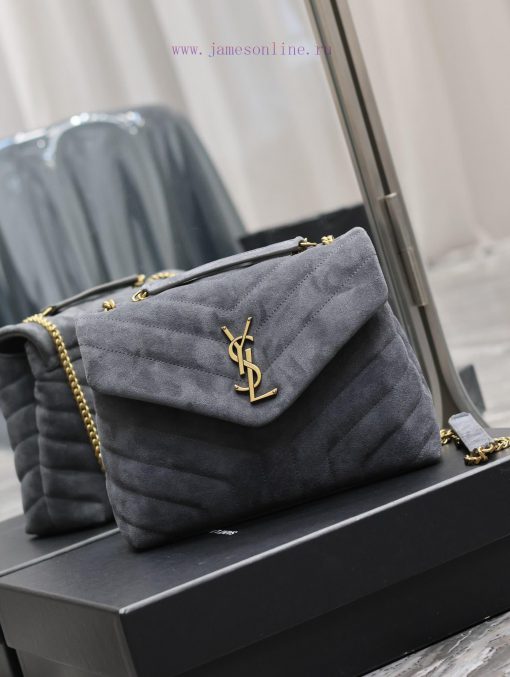 Yves Saint Laurent Bags Loulou_25cm dark gray frosted leatherA bag suitable for carrying in winter, it has arrived. ks9f2p7y - Image 3