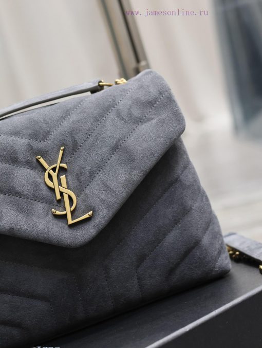 Yves Saint Laurent Bags Loulou_25cm dark gray frosted leatherA bag suitable for carrying in winter, it has arrived. ks9f2p7y - Image 5