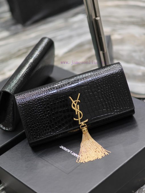 Yves Saint Laurent Bags Classic Kate_ HandbagBlack crocodile patterned gold buckle with tasselsThe classic flip styl d2wvgjz7 - Image 4
