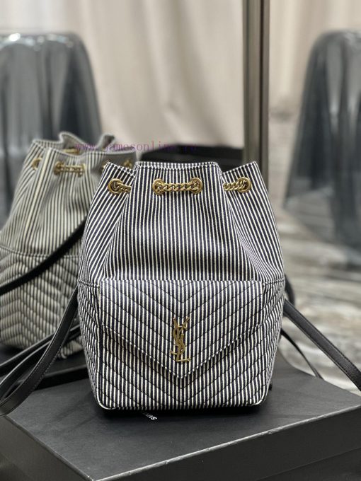 Yves Saint Laurent Bags NEW denim striped leather𝐉𝐨𝐞 _ BackpackIt's not an exaggeration to say that this is a classi vcb4u4gm - Image 2