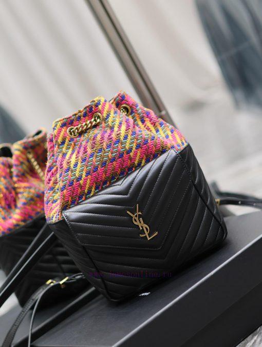Yves Saint Laurent Bags 𝐉𝐨𝐞 _ Backpack made of black sheepskin with colorful yarnIt's not an exaggeration to say tha ht2yijld - Image 3