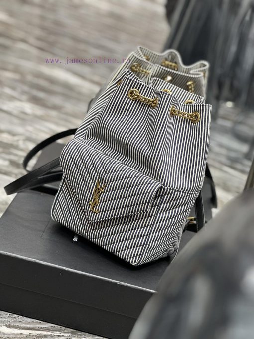 Yves Saint Laurent Bags NEW denim striped leather𝐉𝐨𝐞 _ BackpackIt's not an exaggeration to say that this is a classi vcb4u4gm - Image 4