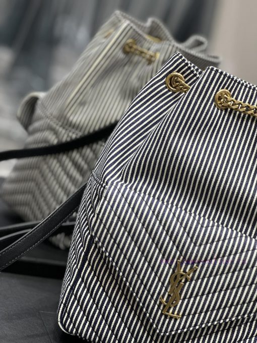 Yves Saint Laurent Bags NEW denim striped leather𝐉𝐨𝐞 _ BackpackIt's not an exaggeration to say that this is a classi vcb4u4gm - Image 5