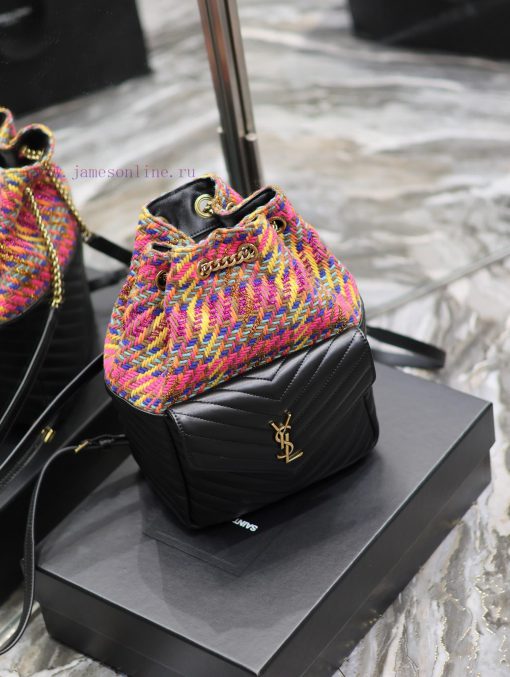 Yves Saint Laurent Bags 𝐉𝐨𝐞 _ Backpack made of black sheepskin with colorful yarnIt's not an exaggeration to say tha ht2yijld - Image 5