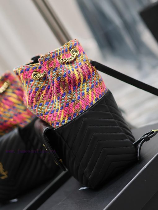 Yves Saint Laurent Bags 𝐉𝐨𝐞 _ Backpack made of black sheepskin with colorful yarnIt's not an exaggeration to say tha ht2yijld - Image 7