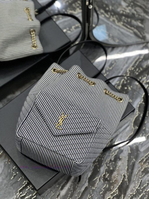 Yves Saint Laurent Bags NEW denim striped leather𝐉𝐨𝐞 _ BackpackIt's not an exaggeration to say that this is a classi vcb4u4gm - Image 10