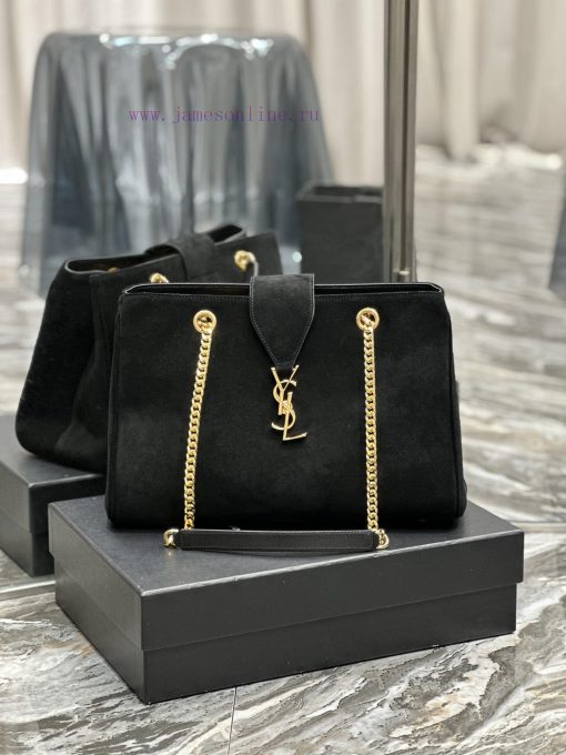 Yves Saint Laurent Bags Suede blackY Home suede large tote bag/shopping bagThe iconic logo is transformed into moder ke68m4uc