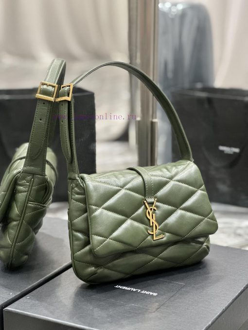 Yves Saint Laurent Bags NEW Green Gold Button Sheepskin_The LE 57 series quilted armpit bag, these days without an a 2kwb21e5 - Image 3