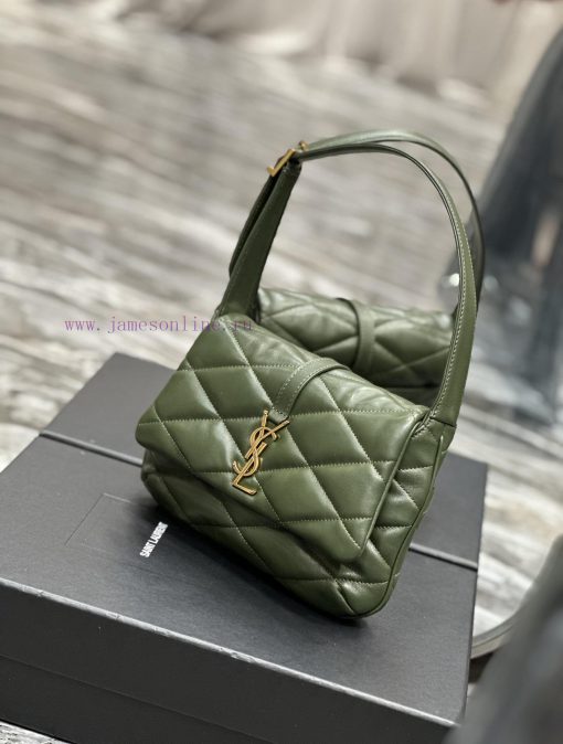 Yves Saint Laurent Bags NEW Green Gold Button Sheepskin_The LE 57 series quilted armpit bag, these days without an a 2kwb21e5 - Image 4