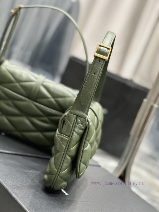 Yves Saint Laurent Bags NEW Green Gold Button Sheepskin_The LE 57 series quilted armpit bag, these days without an a 2kwb21e5 - Image 6