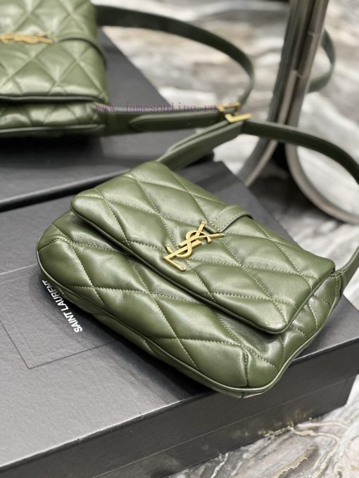 Yves Saint Laurent Bags NEW Green Gold Button Sheepskin_The LE 57 series quilted armpit bag, these days without an a 2kwb21e5 - Image 7