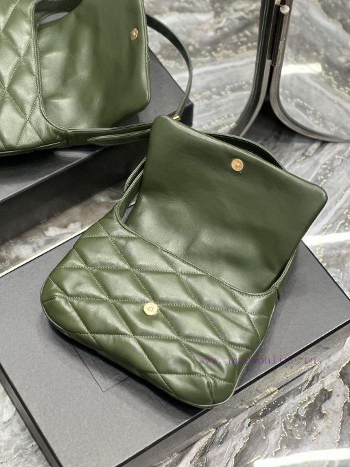 Yves Saint Laurent Bags NEW Green Gold Button Sheepskin_The LE 57 series quilted armpit bag, these days without an a 2kwb21e5 - Image 8