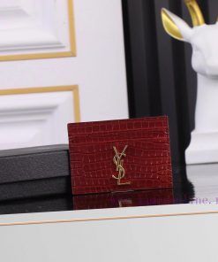 Yves Saint Laurent Bags SLoro Piana crocodile pattern card clip credit clip metal interlocking YSL standard, jacquar z530mo56