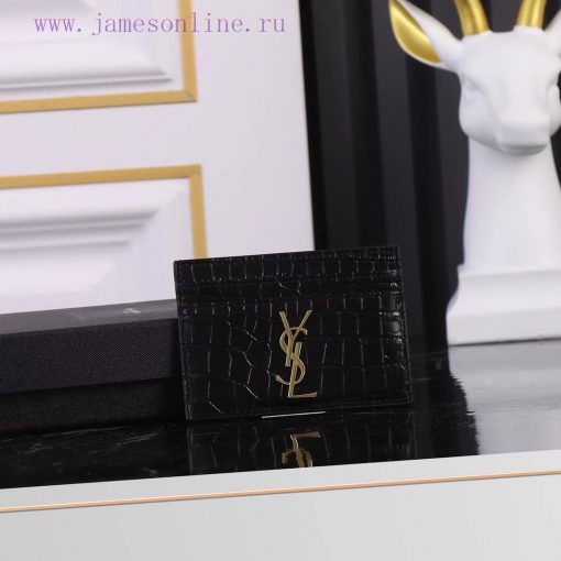 Yves Saint Laurent Bags SLoro Piana crocodile pattern card clip credit clip metal interlocking YSL standard, jacquar hgobh0ti - Image 2