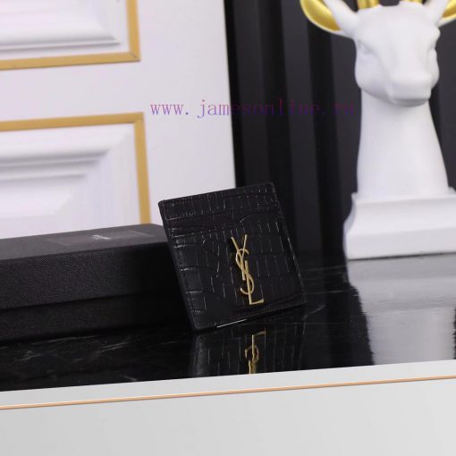 Yves Saint Laurent Bags SLoro Piana crocodile pattern card clip credit clip metal interlocking YSL standard, jacquar hgobh0ti - Image 4