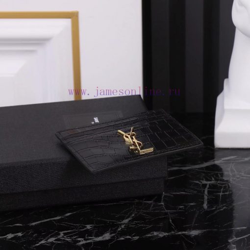 Yves Saint Laurent Bags SLoro Piana crocodile pattern card clip credit clip metal interlocking YSL standard, jacquar hgobh0ti - Image 7