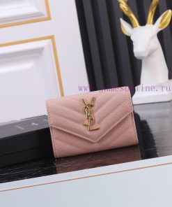 Yves Saint Laurent Bags SLoro Piana two fold short clip wallet card bag, original development, imported calf leather gwmu801p