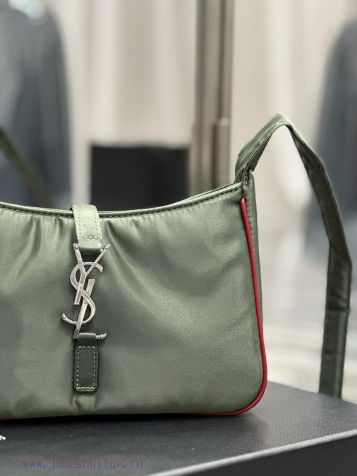 Yves Saint Laurent Bags Green silver buckle with red edged nylonLE 5 A ̀ 7_ Nylon versionSalt college style single s suc84i1x - Image 4