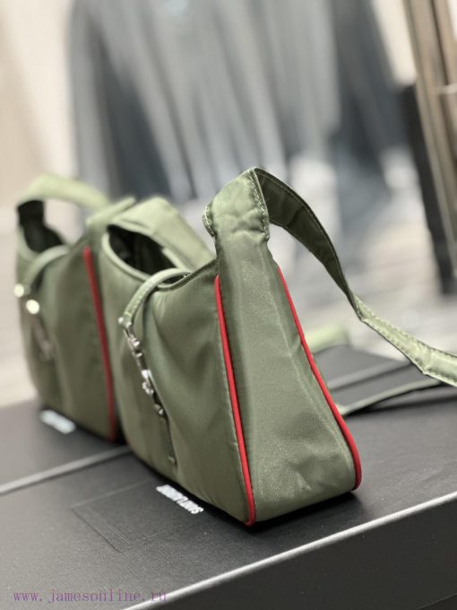 Yves Saint Laurent Bags Green silver buckle with red edged nylonLE 5 A ̀ 7_ Nylon versionSalt college style single s suc84i1x - Image 5