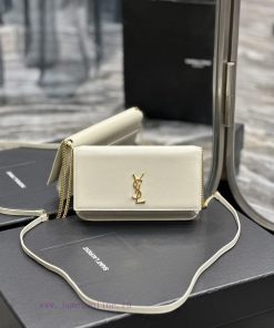 Yves Saint Laurent Bags MONOGRAM White Hand Rubbing Pattern with Gold BucklePhone Holder Mini Bag_For the current su gcnc24k3