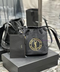 Yves Saint Laurent Bags RIVE GAUCHE New Embroidery with Cowhide Drawstring Bucket BagFollowing the RIVE GAUCH 1d7uubh0