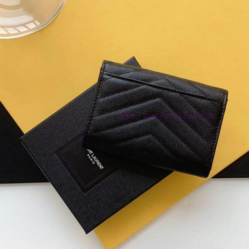 Yves Saint Laurent Bags SLoro Piana two fold short clip wallet card bag, original development, imported calf leather y1smpey3 - Image 3