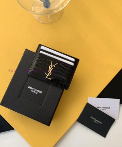 Yves Saint Laurent Bags SLoro Piana crocodile pattern card clip credit clip metal interlocking YSL standard, jacquar 1qrhcjb9